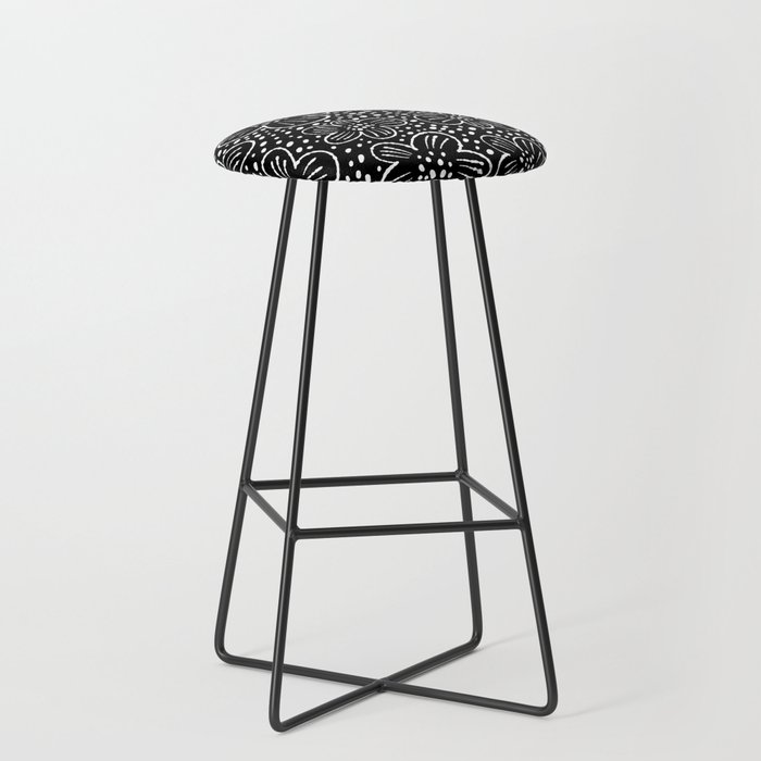 Black and white flowers pattern Bar Stool