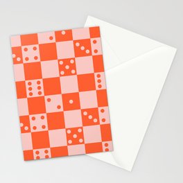 Checkered Dice Pattern (Creamy Pink & Sweet Orange Color Palette) Stationery Card
