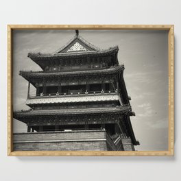 China Photography - Chinese Temple In Black And White Serving Tray