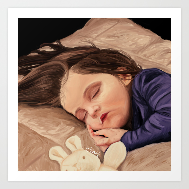 Sleeping Little Girl Painting Art Print By Stahllination Society6