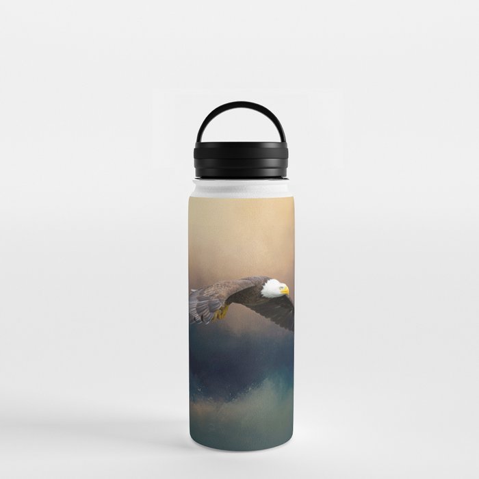Painting flying american bald eagle Water Bottle