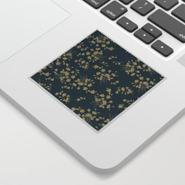 Gold Green Blue Flower Sihlouette Sticker