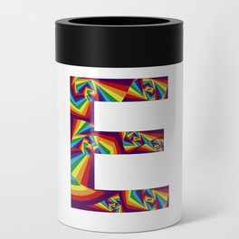 capital letter E with rainbow colors and spiral effect Can Cooler