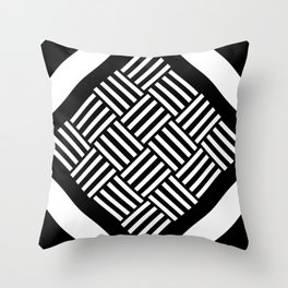 Black and white geometric stripe weave Throw Pillow