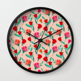 Rosebud Print - Peachy Bloom Wall Clock