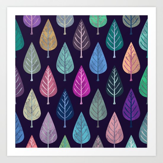 Watercolor Forest Pattern IV Art Print