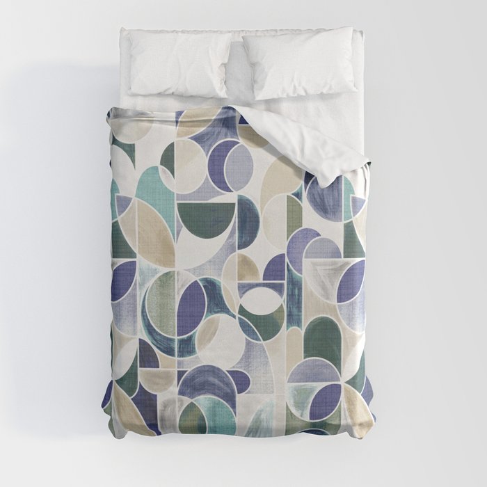 Paint Washed Modern Geometric - Cold Colors Duvet Cover