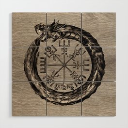 Ouroboros with Vegvisir Wood Wall Art