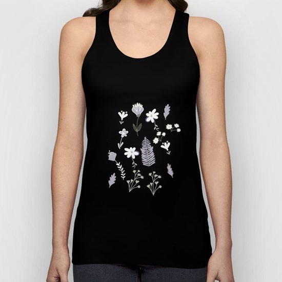 Dark Pastel Violet Flower Pattern Unisex Tank Top