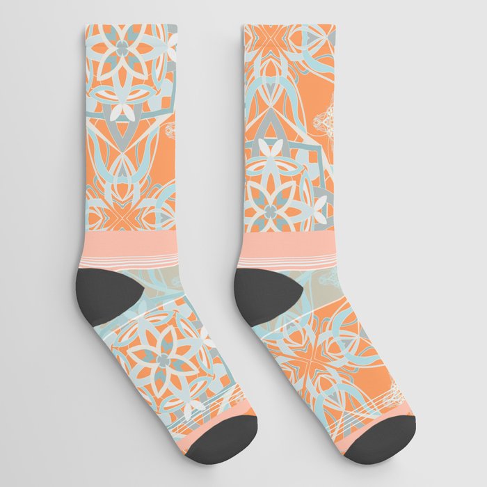 Orange & Teal Diamond Socks