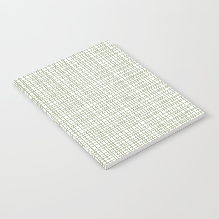 Fine Weave Retro Mid Century Modern Minimalist Woven Line Pattern Sage Green and White Notebook