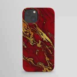 Chic Elegant Fire Red Ombre Glitter Marble iPhone Case