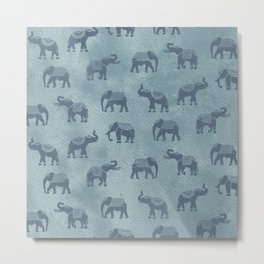 Light Gray Indian Elephants Metal Print