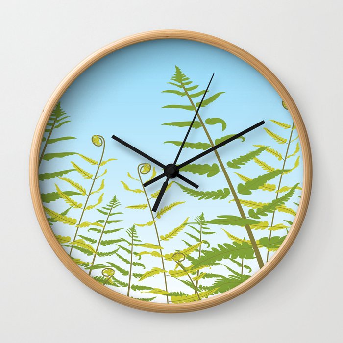 Fiddleheads and Fern Fronds Wall Clock