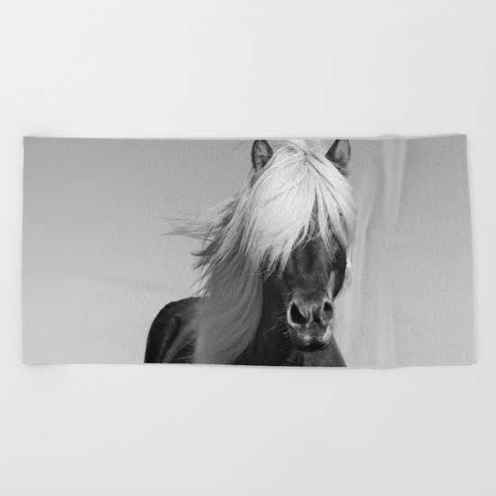 Portrait of a Horse in Scotish Highlands Beach Towel
