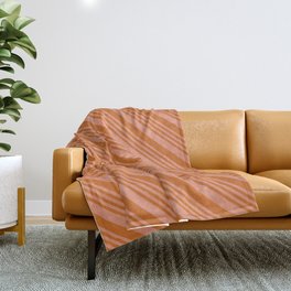 [ Thumbnail: Dark Salmon & Chocolate Colored Lined Pattern Throw Blanket ]