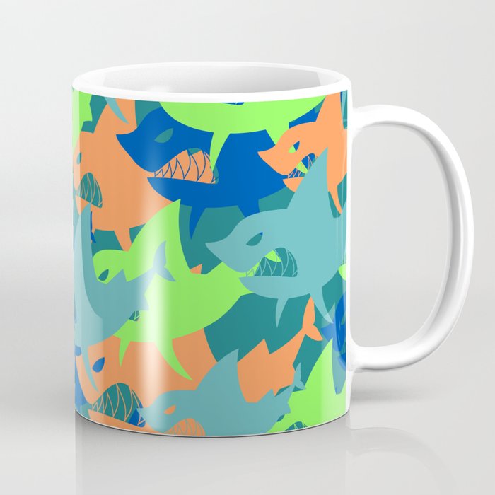 retro colorful shark pattern  Coffee Mug