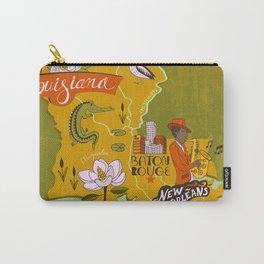 Illustrated map of Louisiana, USA. Travel and attractions Carry-All Pouch