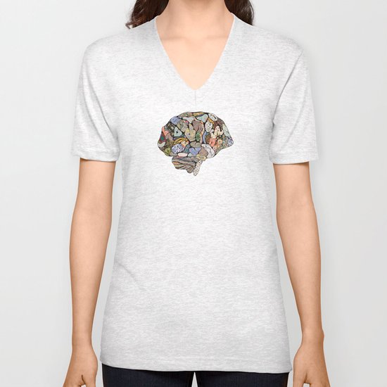 my brain looks different Unisex V-Neck