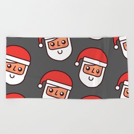 Christmas Santa Claus with Red Hat Seamless Pattern Beach Towel