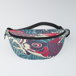 Colorful japanese Koi/carp fish in the wave seamless pattern Fanny Pack