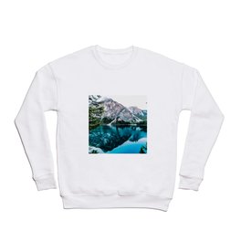 Lake and Mountain Under White Sky Crewneck Sweatshirt