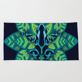 Poison Dart Frog Jungle Leaf Motif Beach Towel