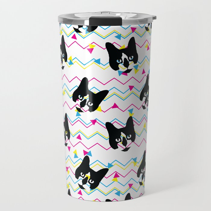 CMYK Cat Pattern Travel Mug