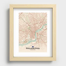 Philadelphia, Pennsylvania, United States - Vintage City Map Recessed Framed Print