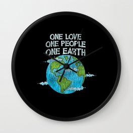 One Love One People Planet Climat Change Earth Day Wall Clock