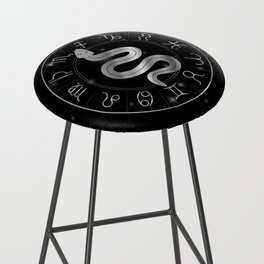 Zodiac symbols astrology signs with mystic serpentine in silver Bar Stool