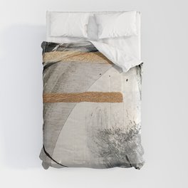Armor [7]: a bold minimal abstract mixed media piece in gold, black and white Comforter