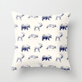Wild Pattern // Blue Throw Pillow