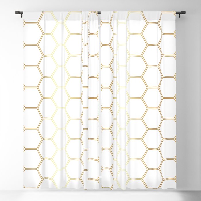 Geometric Honeycomb Pattern - Gold #170 Blackout Curtain by Natural ...