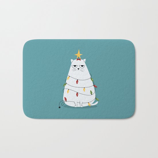 Grumpy Christmas Cat Bath Mat