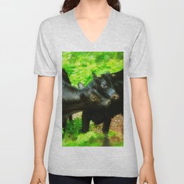 Two Forest Friends - Black Cattle V Neck T Shirt