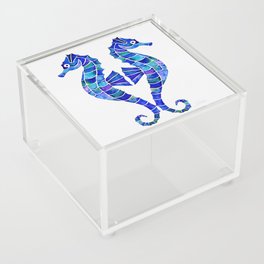 Watercolor Seahorses - Royal Blue Acrylic Box