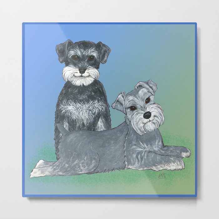 Dogs- Schnauzers - Dogs By Nina Lyman Metal Print