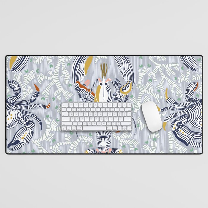 Lobster and crab coastal nostalgia grey Desk Mat