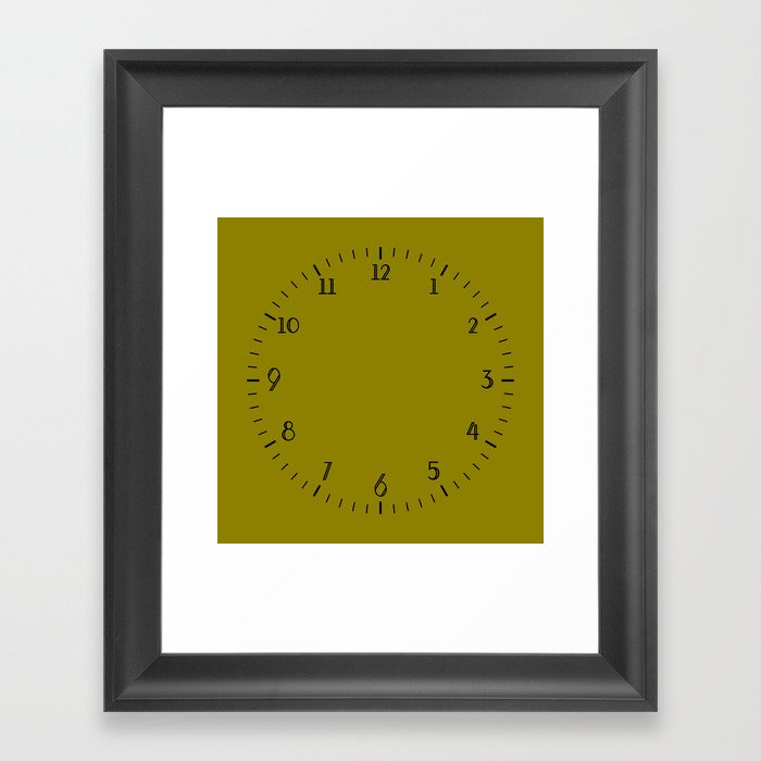 Simple Dark Yellow Wall Clock With Black Numbers Framed Art Print