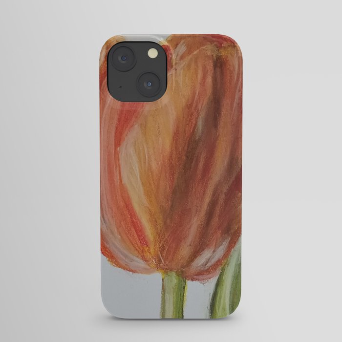 A Tulip, Spring flowers, original sketch with soft pencil by Luna Smith Art, LuArt Gallery iPhone Case