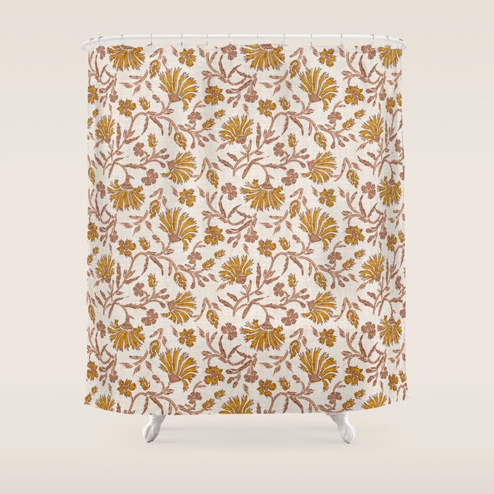 KALAMI FLORAL MUSTARD Shower Curtain by holli zollinger Society6