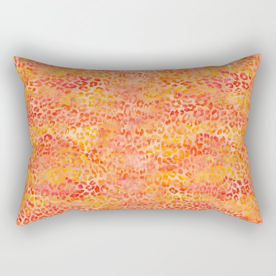 Orange Leopard Print Rectangular Pillow
