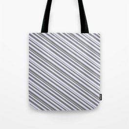 [ Thumbnail: Grey & Lavender Colored Striped Pattern Tote Bag ]