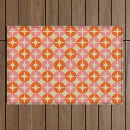 Mid Century Modern Pattern in Pink and Orange Outdoor Rug