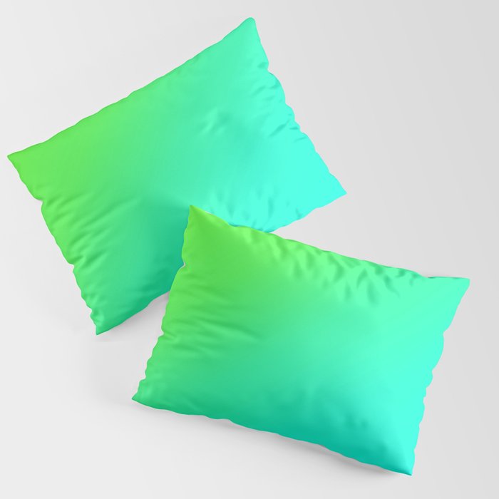 Bright Green Fade to Bright Aqua Blue Pillow Sham
