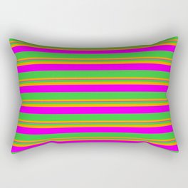 [ Thumbnail: Lime Green, Orange, and Fuchsia Colored Lined Pattern Rectangular Pillow ]