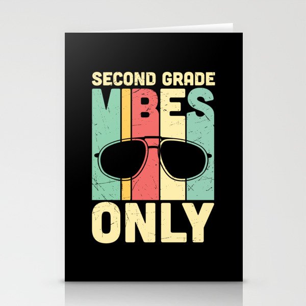 Second Grade Vibes Only Retro Sunglasses Stationery Cards