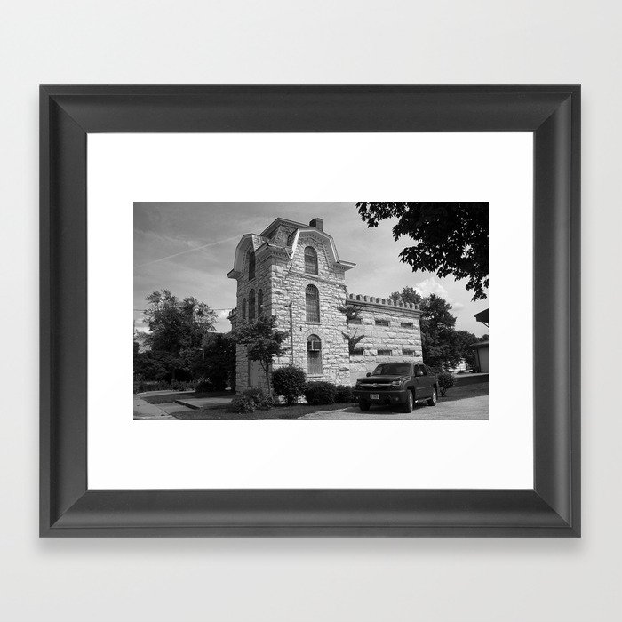 Route 66 - Macoupin County Jail 2006 BW Framed Art Print