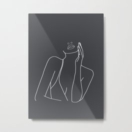 Minimal Line Art of a Woman Metal Print | Drawing, Gallerywalls, Fimale, Livingroom, Black And White, Minimal Art, Model, Nude, Woman, Modern Art 